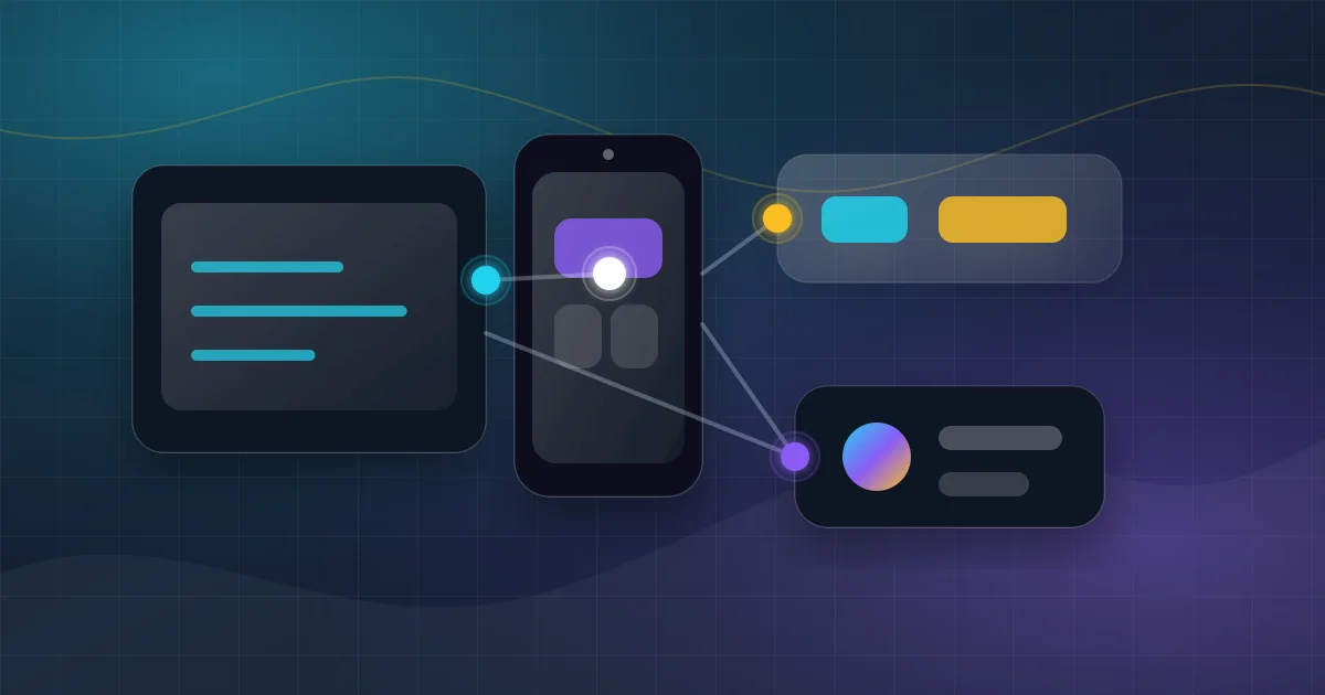 Illustration generee montrant des interfaces connectees, un mobile et des signaux de veille technologique.
