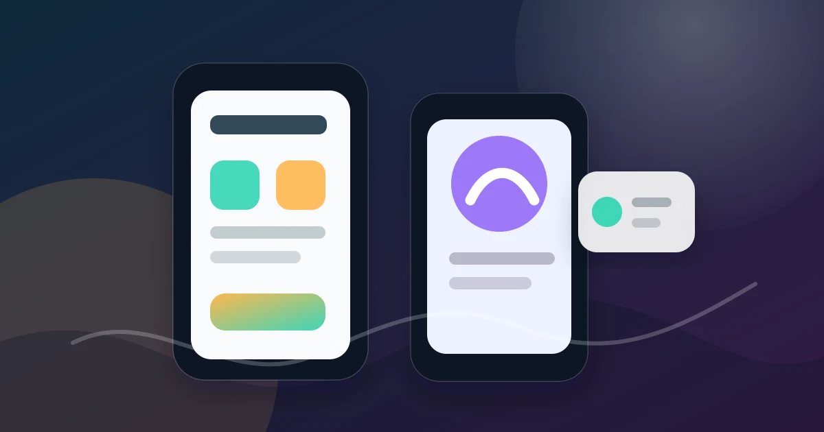 Illustration éditoriale de deux interfaces mobiles avec notification et parcours client connecté.