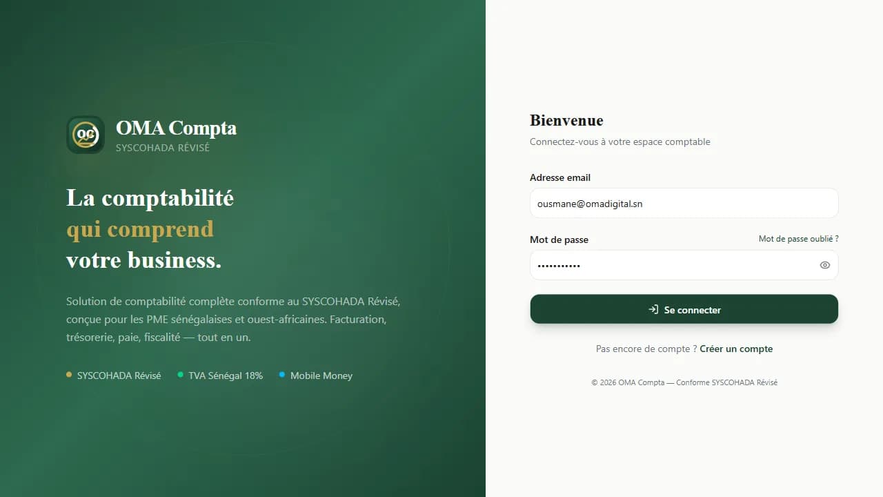 Capture du projet OMA Compta